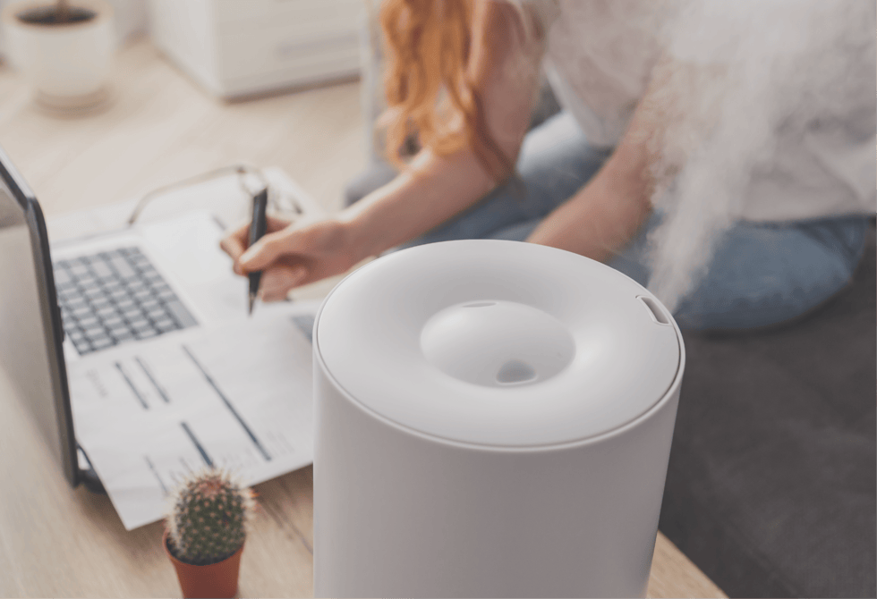 Person interacting with diffuser